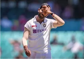  ??  ?? India’s bowler Jasprit Bumrah during the third Test against Australia in Sydney on Sunday
