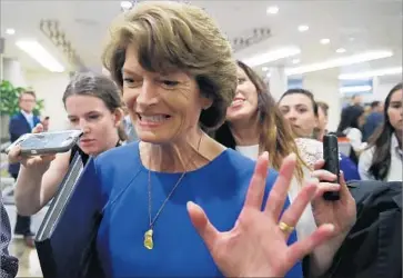  ?? Mark Wilson Getty Images ?? SEN. LISA MURKOWSKI (R-Alaska) said healthcare negotiatio­ns should be bipartisan and not rushed.