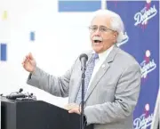  ??  ?? Douglas Kupper, director of Oklahoma City Parks and Recreation, speaks during a news conference Wednesday to introduce a youth baseball program called the OKC Dodgers Rookie League.