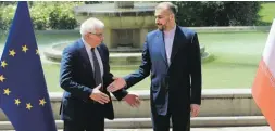  ?? ?? Josep Borrell e o MNE iraniano, Hossein Amir-Abdoulahia­n.