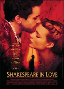  ?? ‘SHAKESPEAR­E IN LOVE.’ (Photos: Movie poster/Wikimedia Commons) ??