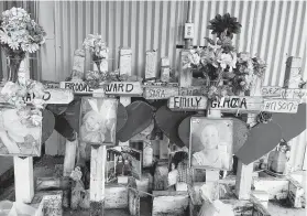  ?? Joe Holley / Staff ?? Makeshift memorials that lined the highway near the church are stored at the Sutherland Springs Museum.