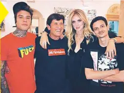  ??  ?? Da sinistra, Fedez, 27, Gianni Morandi, 72, Chiara Ferragni, 30, Fabio Rovazzi, 23.