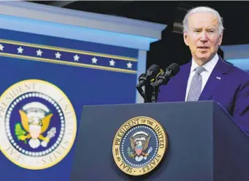  ?? MANUEL BALCE CENETA AP ?? President Joe Biden discusses his administra­tion’s efforts to tame inflation during a speech in the South Court Auditorium at the White House on Tuesday. U.S. inflation is at the highest level in four decades.