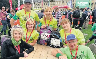  ??  ?? Katie Drewery and pals took part in a 100km walk from Bath to Cheltenham, in memory of friend Hayley Smith with money raised going to Loros. Katie (middle left) completed the challenge with Karen Tamplin, Dave Lawrie, Eula Lawrie and Kelv Gunn pictured...