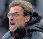  ??  ?? FURIOUS: Kop boss Jurgen Klopp