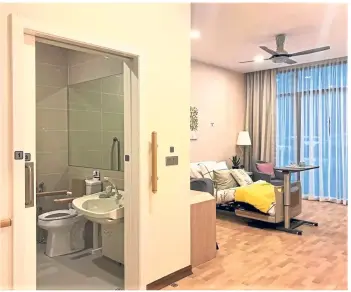 ??  ?? The Rei Seraya 300sq ft Assisted Living unit with en-suite bathroom features an exclusive household concept, providing low to high care services for the residents.