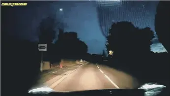  ?? ?? Graeme King captured dash cam footage of the ‘beautiful’ meteor while driving on Chalton Lane on Tuesday night