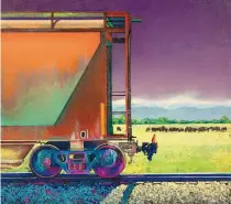  ??  ?? “Trains and Plains,” Paul Murray, oil/acrylic.
