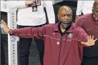  ?? Jared C. Tilton / Getty Images ?? Head coach Leonard Hamilton said he hasn’t talked to his team about last year’s tournament cancellati­on at all. He’ll rely on his team’s depth and up-tempo offense in the tournament.