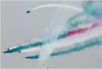  ?? — AFP ?? An aerobatic team performs during a rehearsal ahead of Independen­ce Day in Islamabad.