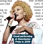  ?? ?? Emeli performing at Manchester Pride in 2019