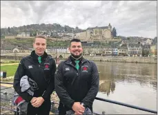  ??  ?? Oban Lorne RFC’s Allan Wright and Murray Hamilton in Terrasson.