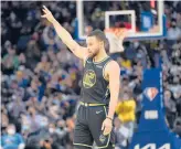  ?? JEFF CHIU/AP ?? Warriors guard Stephen Curry needs 10 3-pointers to top Ray Allen’s record of 2,973 regular-season 3s.