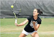  ??  ?? Practice makes perfect: Johanna Konta, the British No 1, training at Wimbledon yesterday