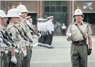  ??  ?? ATTEN-SHUN Sailors rehearse at Collingwoo­d yesterday