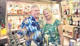  ?? COURTESY OF KEVIN CROSSMAN ?? Alex Fritch and his wife, Terra Fritch, became part of the Bay Area tiki bar community and built a tiki bar in their home. Alex Fritch was one of nine victims of the VTA mass shooting.