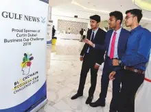  ?? Atiq Ur Rehman/Gulf News ?? Students from schools across the UAE at the fifth annual Business Cup Challenge yesterday at Emirates Institute for Banking and Financial Studies, Dubai.