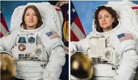  ?? FOTO: LEHTIKUVA--AFP- NASA TV -HO ?? Astronaute­rna Christina Koch och Jessica Meir gjorde rymdhistor­ia i går.