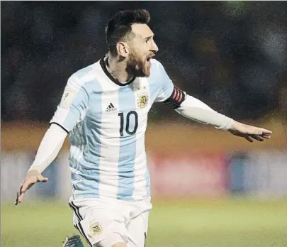  ?? FOTO: EFE ?? Leo Messi celebrando la clasificac­ión de Argentina para el Mundial de Rusia 2018, tras la victoria frente a Ecuador por 1-3