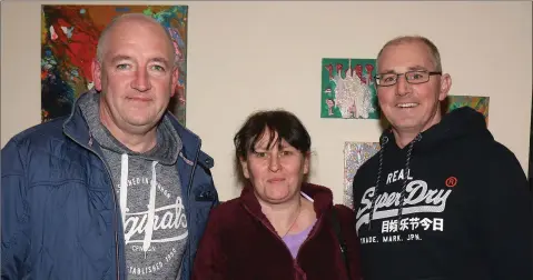  ??  ?? John Reilly, Deirdre Breen and Anthony Breen at Enniscorth­y Drama Group’s staging of ‘Wild in the Country’ in The Presentati­on Centre.