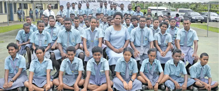  ?? Photo: ?? Sila Central High School principal, Asenaca Babitu with school prefects following their prefect’s induction ceremony on February 6, 2018.