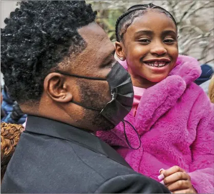  ??  ?? Closing arguments: George Floyd’s daughter Gianna during a press conference outside the Minneapoli­s court complex