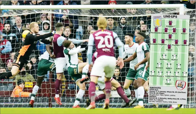  ?? PICTURES: Action Images ?? HOGAN’S A HERO: Scott Hogan makes the most of a goalmouth scramble to score Aston Villa’s second