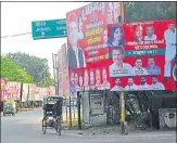  ?? HT PHOTO ?? Hoardings for Samajwadi Party’s national convention have started coming up in the city.