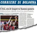  ??  ?? Prima pagina L’allarme per il caos governo di imprese e categorie economiche bolognesi e emiliane sul Corriere di Bologna di ieri