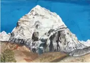  ?? ??  Jenny Leslie Mount Everest (Sagarmatha), watercolou­r and gouache on Arches Not 140lb (300gsm), 8¾ 11¾in (22 30cm)