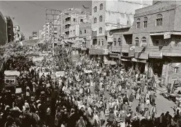  ?? Ahmad Al-Basha / AFP via Getty Images ?? Yemenis attend a rally commemorat­ing the 10th anniversar­y of the 2011 Arab Spring uprising that toppled former President Ali Abdullah Saleh.