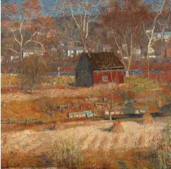  ??  ?? Daniel Garber (1869-1958), Rodgers Meadow, 1922. Oil on canvas, 30 x 30 in., signed bottom left, titled on stretcher verso. Estimate: $200/300,000