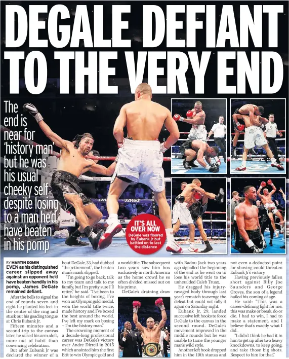  ??  ?? Degale was floored by Eubank jr but battled on to last the distance