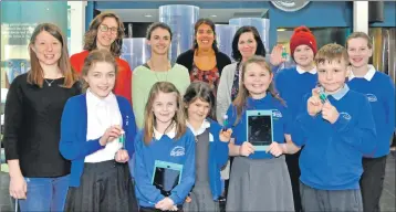  ??  ?? Taynuilt Primary School’s eco committee quizzed researcher­s from SAMS about marine plastics during a visit to the research institute’s Ocean Explorer Centre.