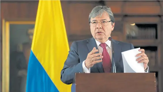  ?? EFE ?? Anuncio. El ministro de Relaciones Exteriores de Colombia, Carlos Holmes Trujillo, dijo que el gobierno busca un consenso con otros países.