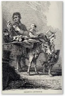  ??  ?? An itinerant poor saleswomen selling hearthston­es. Etching by J.T. Smith, 1816