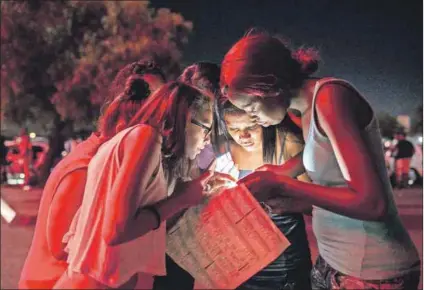  ??  ?? Anxious business: Grade 12 pupils check to see if they have passed matric. Photo: Fredrik Lerneryd