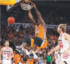  ?? Picture: AAP ?? DUNK: Nate Jawai of Cairns punishes the Wildcats.