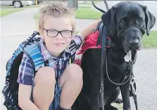  ?? CRAIG FEE ?? Kenner Fee is having his case heard by the province’s human rights tribunal as his family fights for his right to bring his service dog Ivy into his classroom.