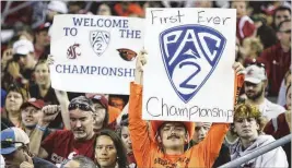  ?? YOUNG KWAK/ASSOCIATED PRESS ?? Saturday’s Washington State-oregon State game wasn’t a title game, but with the Pac-12 dismantlin­g, the future of conference champ bids is uncertain.