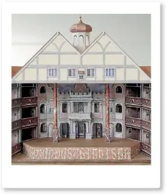  ??  ?? The new pop-up Globe theatre will have an ornate stage front, as shown in this scale model.