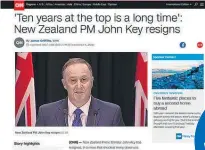  ??  ?? CNN’s website carries the news of John Key’s surprise resignatio­n, which has had an internatio­nal impact.