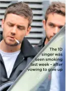  ??  ?? The 1D singer was seen smoking last week – after vowing to give up