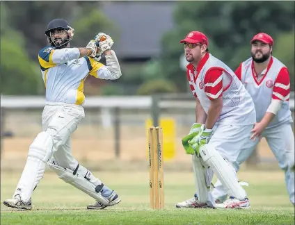  ?? Bruce Povey. ?? DOMINANT DISPLAY: with the ball. Rochester all-rounder Vib Yadav made 52 with the bat, before picking up 2/12 Photo:
