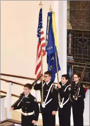  ?? JESI YOST - FOR MEDIANEWS GROUP ?? BASH NJROTC display the flags during the Salute to Our Veterans program in Boyertown.