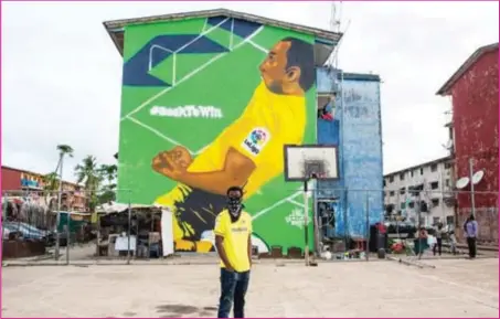  ??  ?? One of the La Liga artworks in FESTAC, Lagos celebratin­g the return of the Spanish topflight after almost three months due to the Covid-19 pandemic