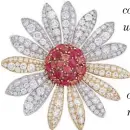  ??  ?? Le Secret yellow and white gold, spinel and diamond Marguerite d’Amour clip, Van Cleef & Arpels