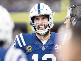  ?? AJ MAST AP ?? Andrew Luck has had reason to smile this week: He’s feeling better than he has in years, and the Colts’ offense is clicking. Luck hasn’t been sacked in the past five games.