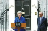  ?? (Stefan Wermuth/Reuters) ?? BRITAIN’S PRIME MINISTER Theresa May addresses the nation at 10 Downing Street on Friday following the country’s election.